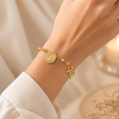 Pulsera Rosario · Acabado en Tricolor